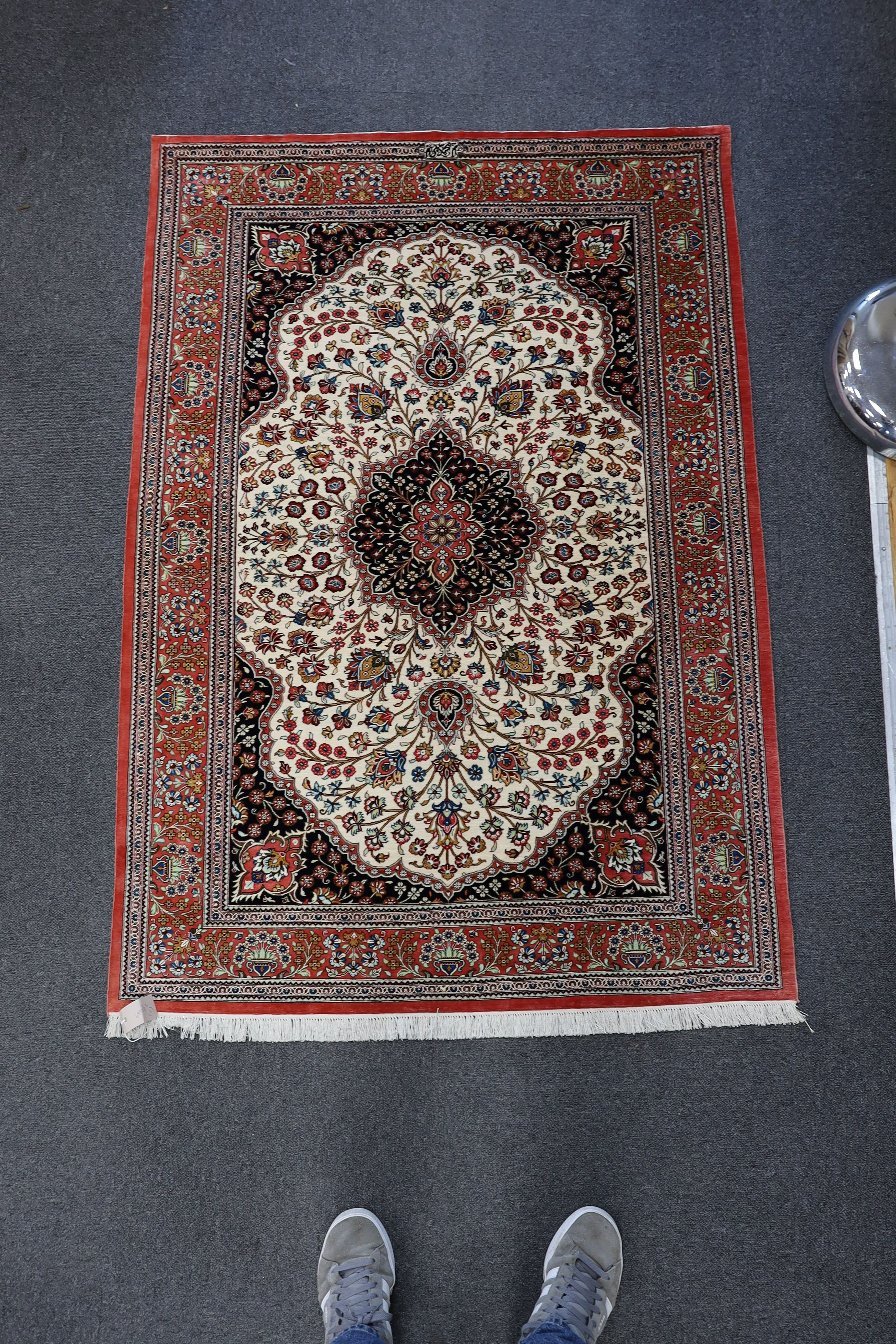 Two North West Persian part silk rugs, larger 150 x 103cm